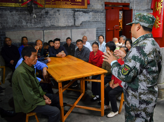 民兵學(xué)習(xí)宣講。受訪單位供圖